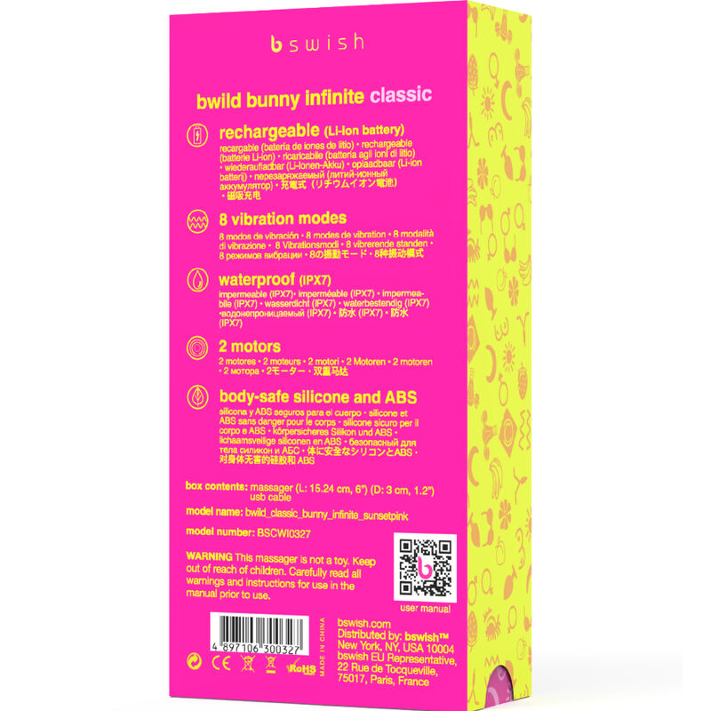 Vibromasseur Rabbit Bwild Bunny Infinite - 8 Modes IPX7 - B Swish
