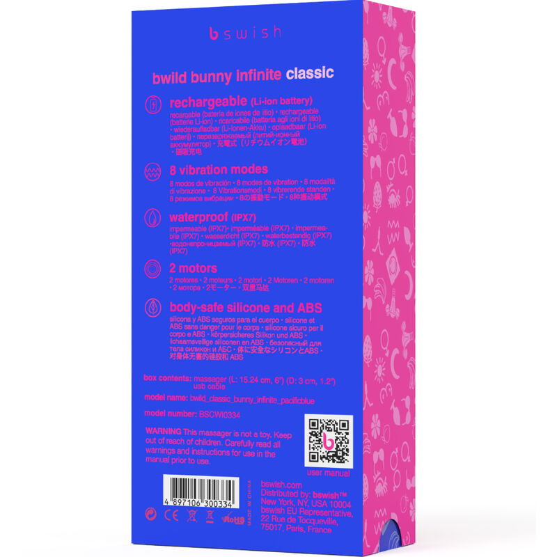 Vibromasseur Rabbit Bwild Bunny Infinite - 8 Modes IPX7 - B Swish
