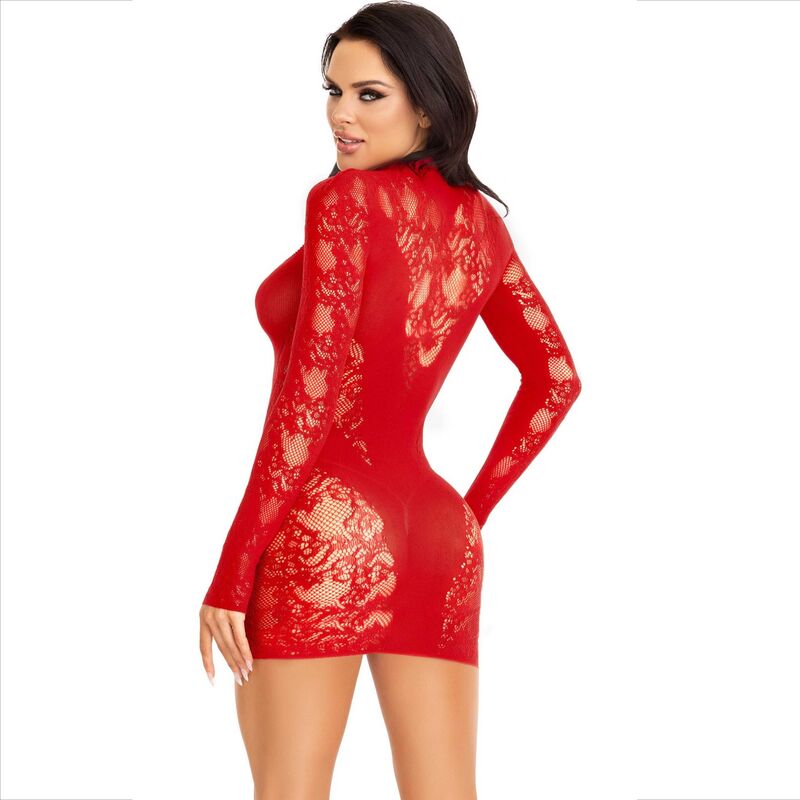 Mini Robe Dentelle Manches Longues Transparente - Nylon - Leg Avenue