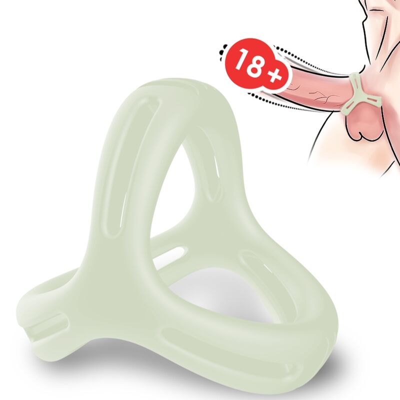 Cockring X-Ring d'Armony en coloris clair translucide et illustration de son port