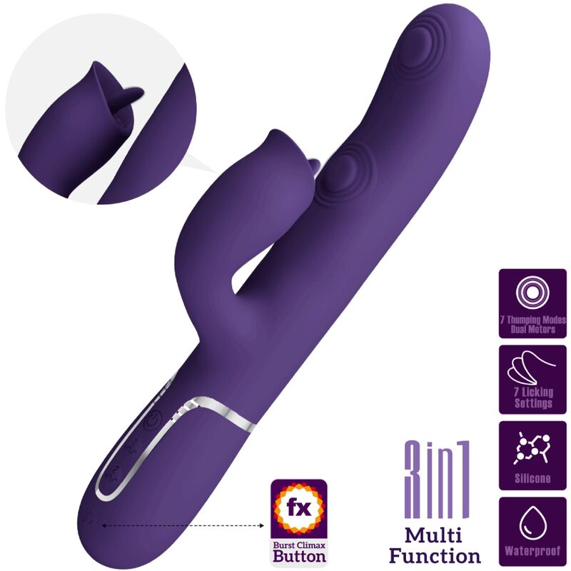 Vibromasseur Rabbit Langue Léchante 7 Vibrations 7 Léchages - Pretty Love