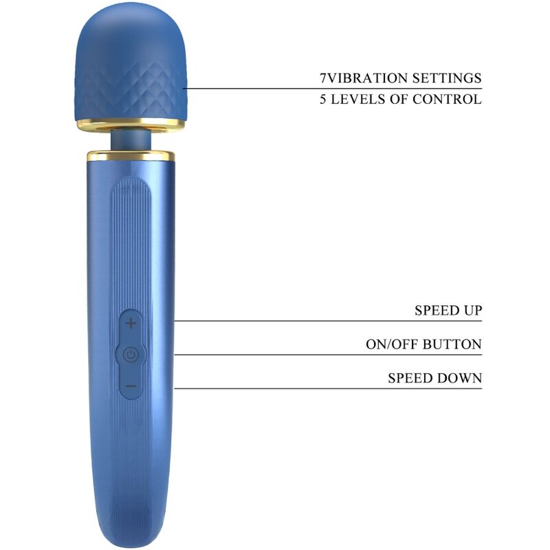 Vibromasseur Wand 7 Vibrations 5 Vitesses Rechargeable - Silicone - Pretty Love