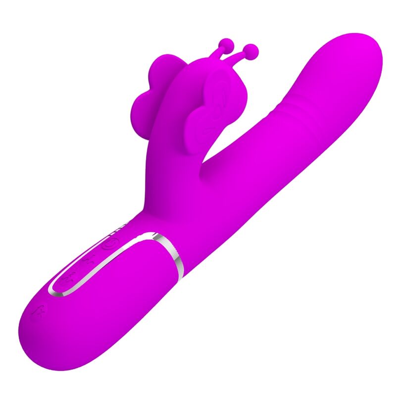 Vibromasseur Rabbit Papillon 4 en 1 Perles Rotatives - Silicone - Pretty Love