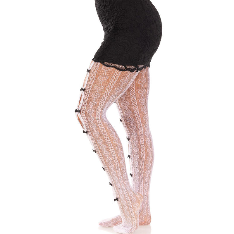 Bas Résille Sweetheart Découpes Cœur Nœuds Satin - Leg Avenue