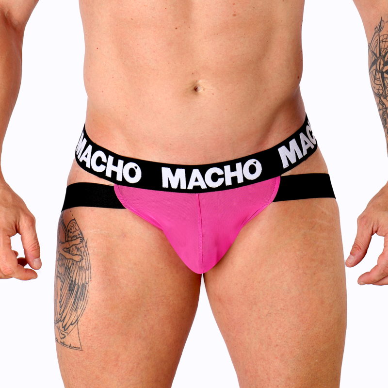Jockstrap Masculin MX28F Rose Fluo Lycra Double Sangle - Macho Underwear