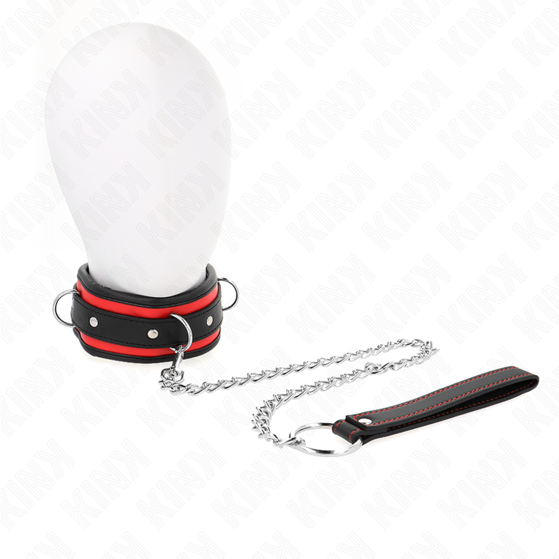 Collier BDSM Lourd Cuir Laisse de 65 cm Réglable - Kink