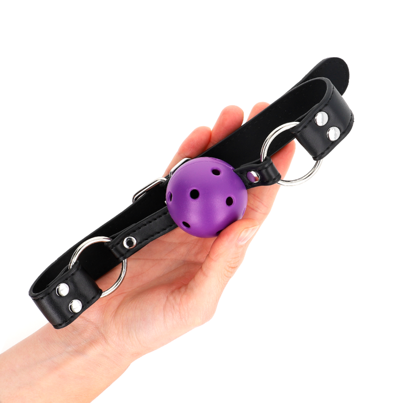 Bâillon Ball Gag Respirant 4 cm Double Rivet Ajustable - Kink