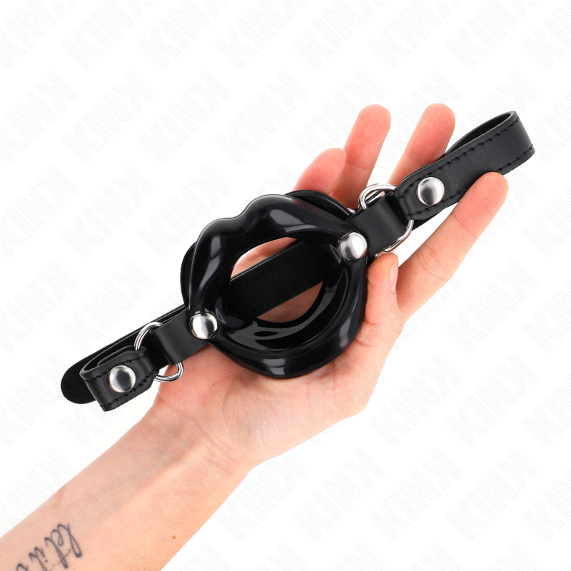 Bâillon Ball Gag Lip avec Sangle Cuir Ajustable - Kink