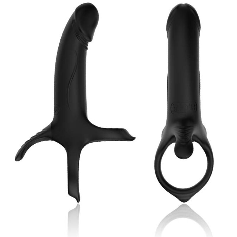 Cockring Armony noir vu de profil et de face avec sa double boucle
