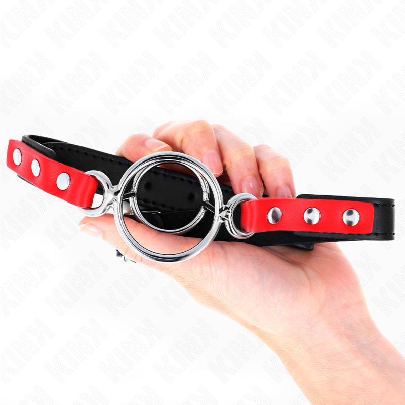 Bâillon BDSM O-Ring Multiple 4 Anneaux Interchangeables Cuir - Kink