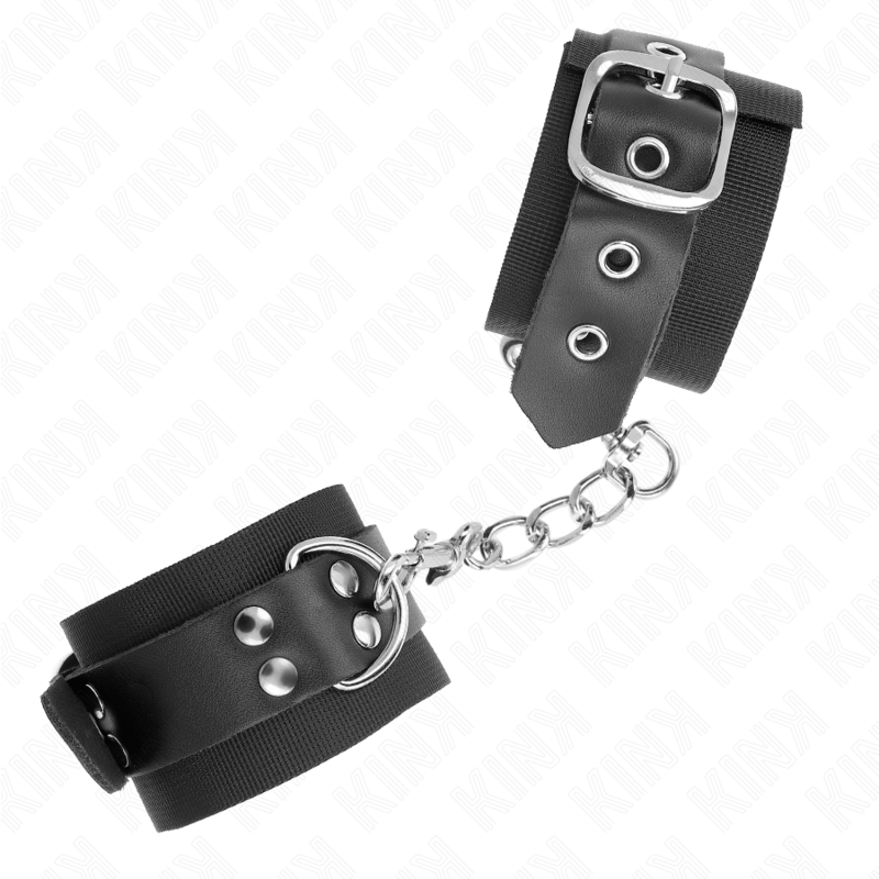 Menottes BDSM Poignets Nylon Sangle Cuirette Ajustable 19-29 cm - Kink