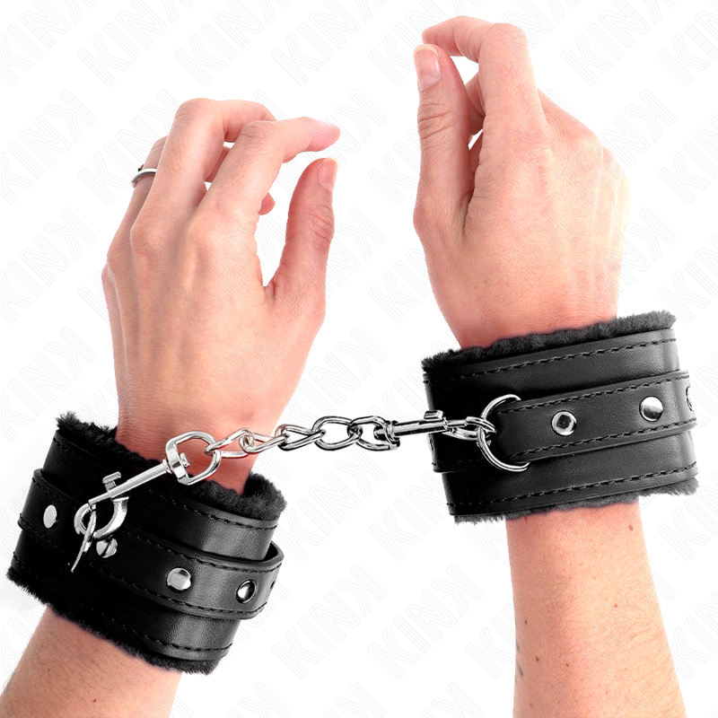 Menottes BDSM Premium Kink Doublées Fourrure - Ceinture Réglable