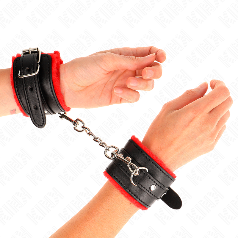 Menottes BDSM Premium Kink Doublées Fourrure - Ceinture Réglable