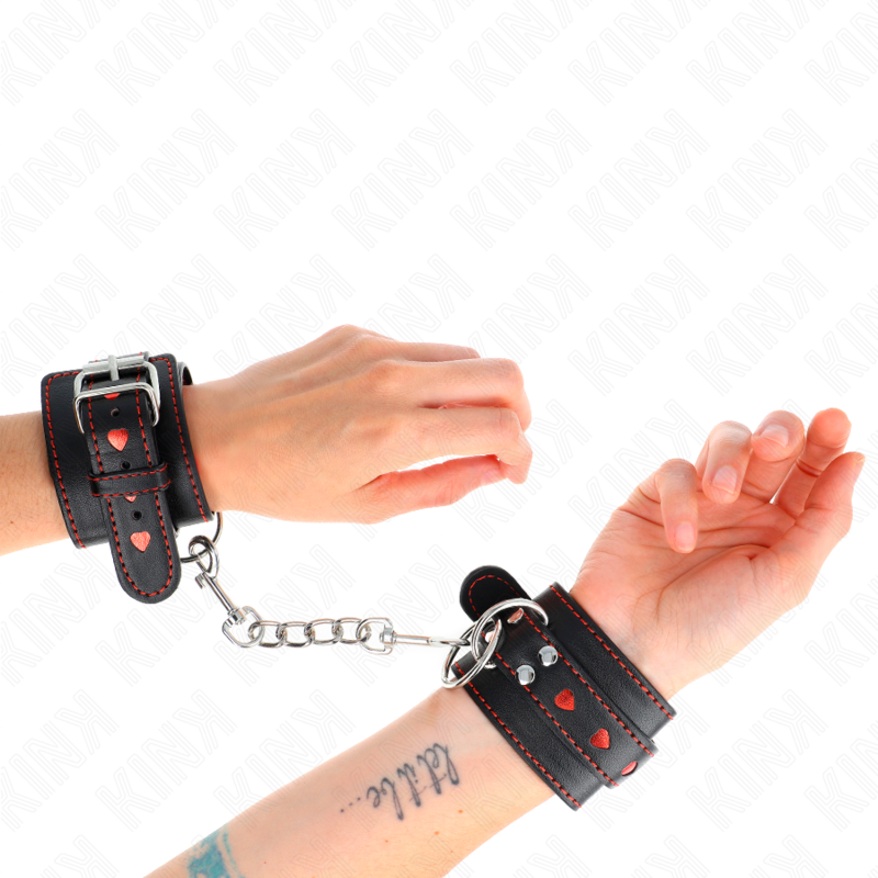 Menottes BDSM Poignets Coeur Réglables 21-28 cm - Kink