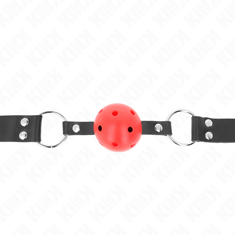 Bâillon Ball Gag Respirant 4 cm Double Rivet Ajustable - Kink