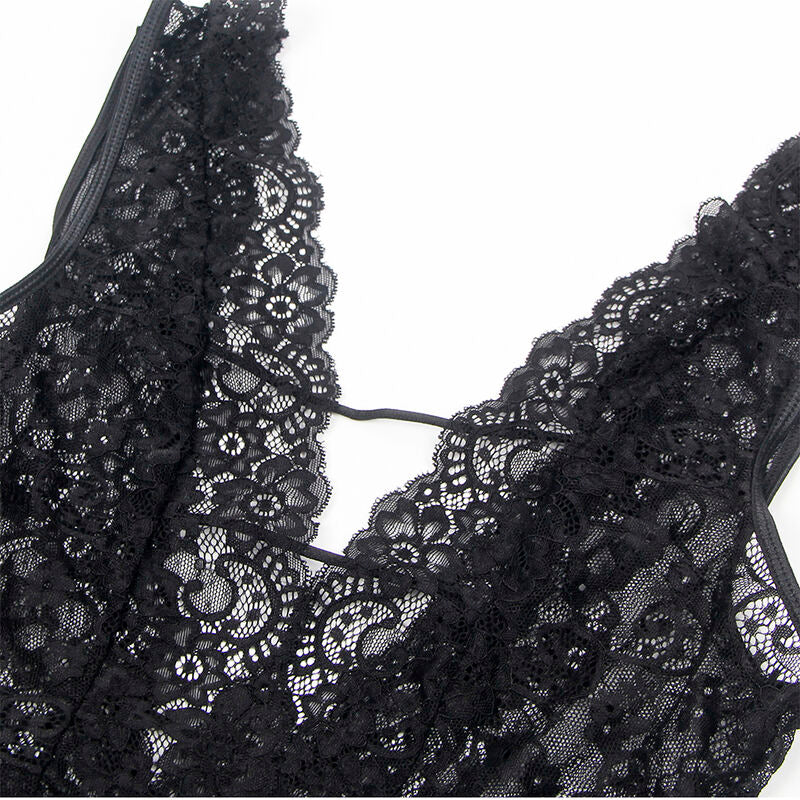 Body Sexy Porte-Jarretelles Intégré Nylon Transparent Noir - Subblime