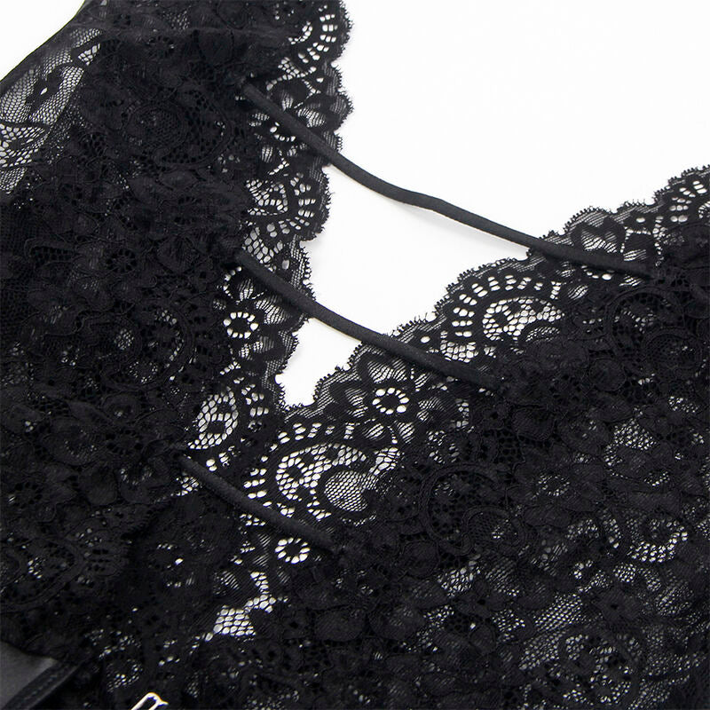 Body Sexy Porte-Jarretelles Intégré Nylon Transparent Noir - Subblime