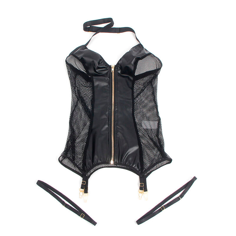 Robe Sexy Maille Transparente Empiècements Similicuir - Subblime
