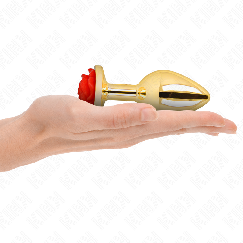 Plug Anal Bijou Rose Rouge Acier Inoxydable - Kink