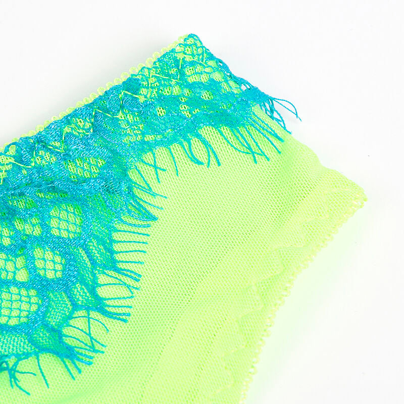 Ensemble Lingerie Soutien-Gorge Porte-Jarretelles Dentelle Vert Rose - Subblime