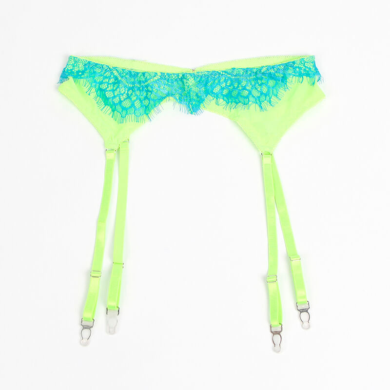 Ensemble Lingerie Soutien-Gorge Porte-Jarretelles Dentelle Vert Rose - Subblime