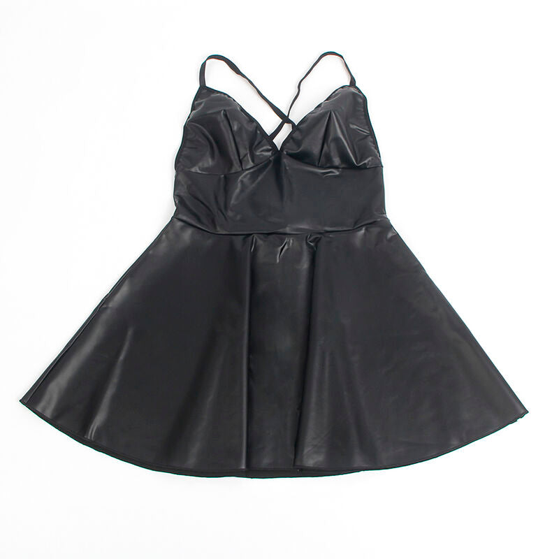 Robe Lingerie Bretelles Fines Finitions Cuir PU 4 Coloris - Subblime