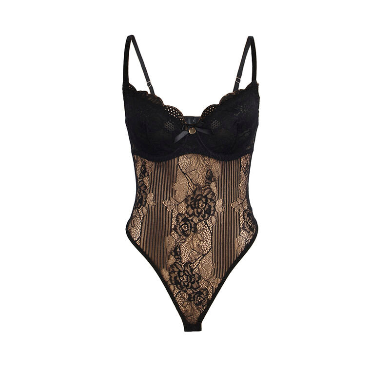 Body Sexy Dentelle Noire Entrejambe Ouvert Push-Up - Subblime