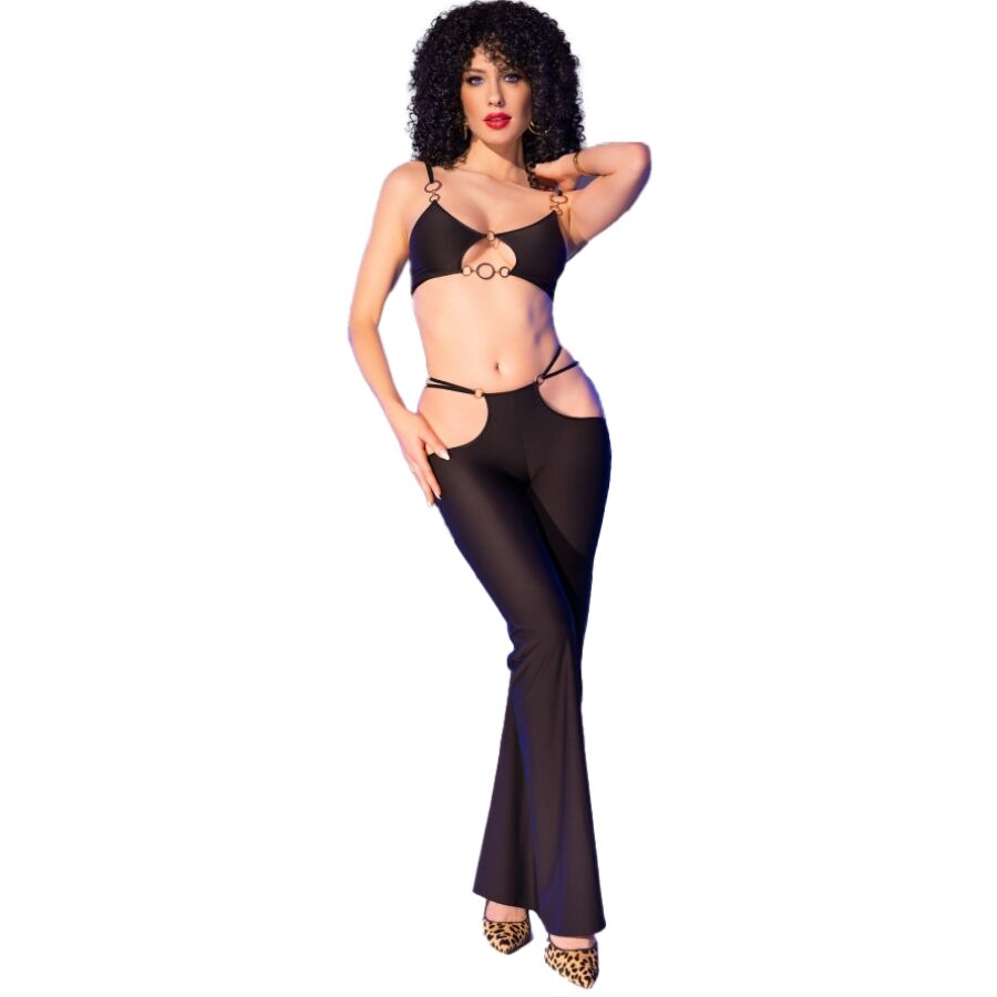 Ensemble Lingerie Top et Leggings Détails Dorés Sexy 3 Tailles - Chilirose