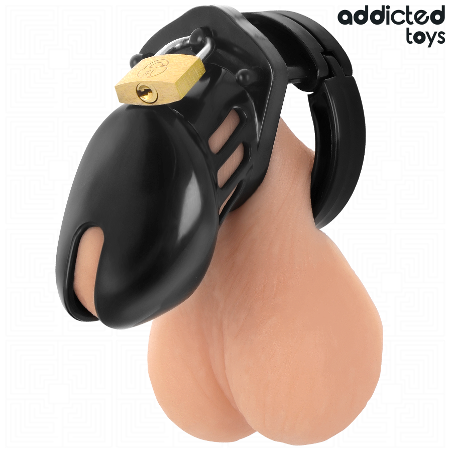 Cage à Pénis Obsidian Hold 5 Anneaux Verrouillage Avancé - Addicted Toys