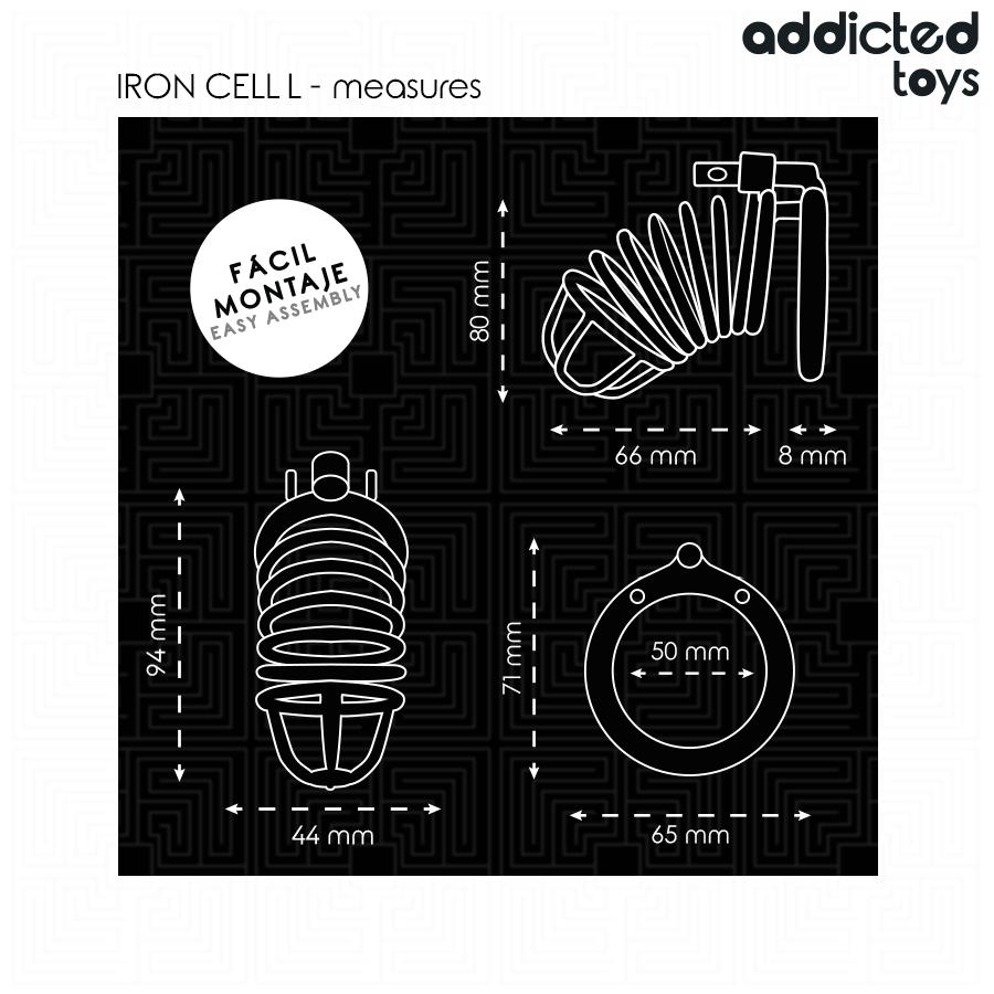 Cage à Pénis Métal Iron Cell Cadenas 3 Tailles S M L - Addicted Toys