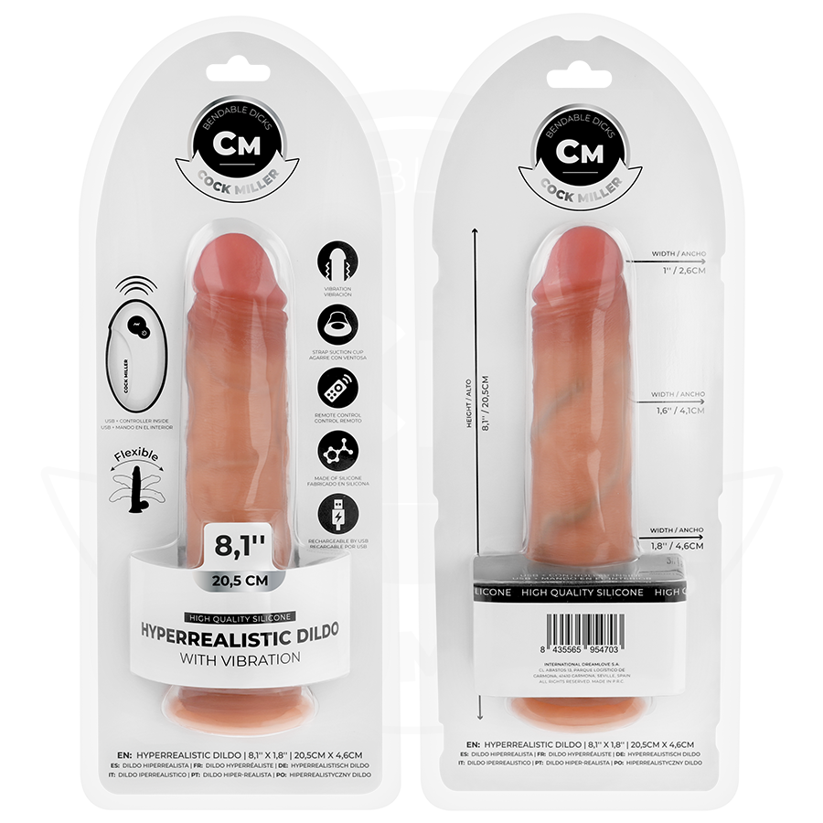 Gode Réaliste Vibrant Ventouse Télécommande Rechargeable - Cock Miller