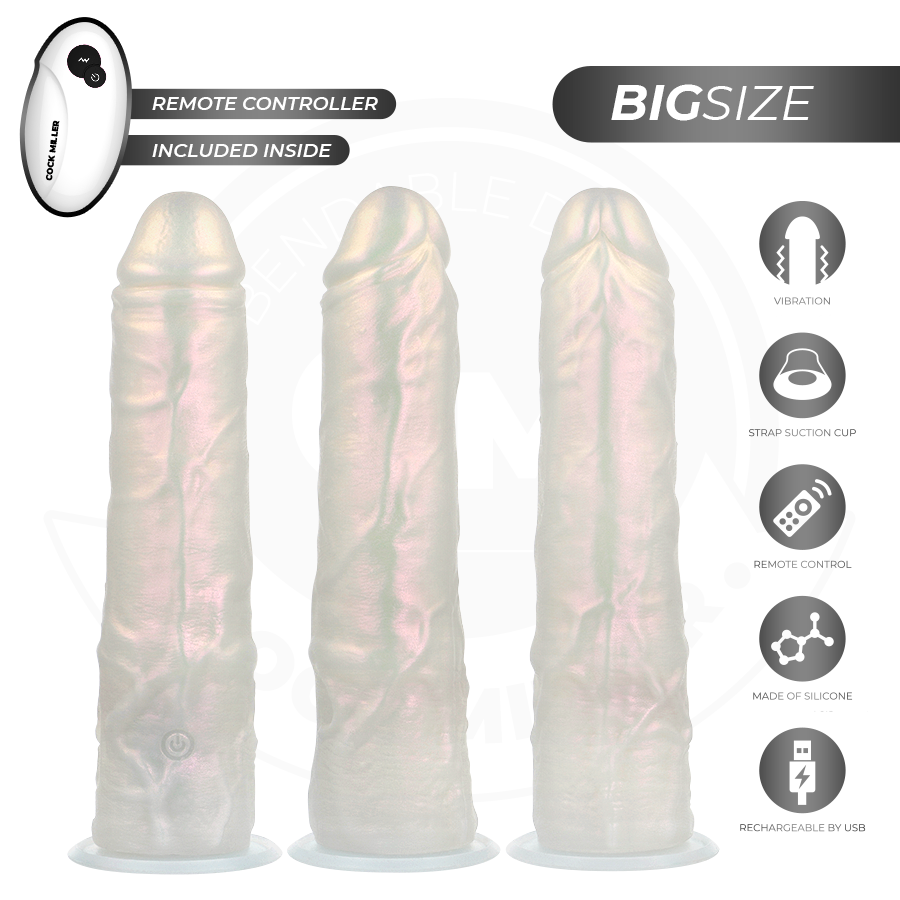 Gode Vibrant Ventouse Lumières LED Télécommande Rechargeable - Cock Miller