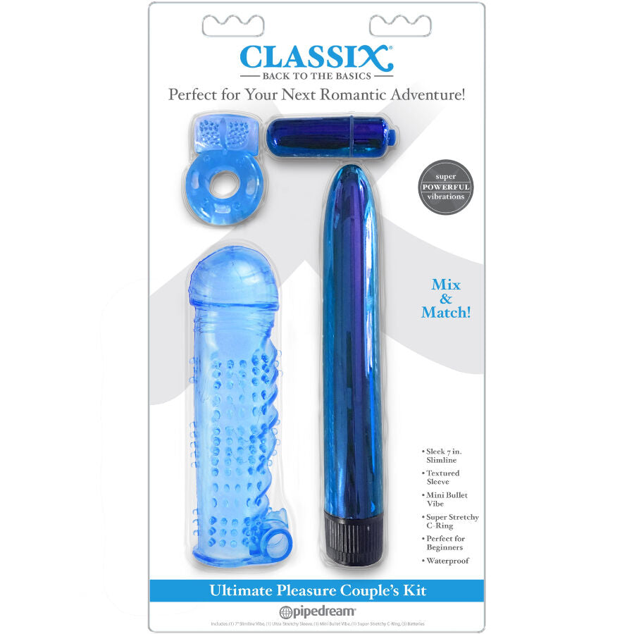 Kit Plaisir Couple 4 en 1 Vibromasseur Gaine Cockring Bullet - Classix