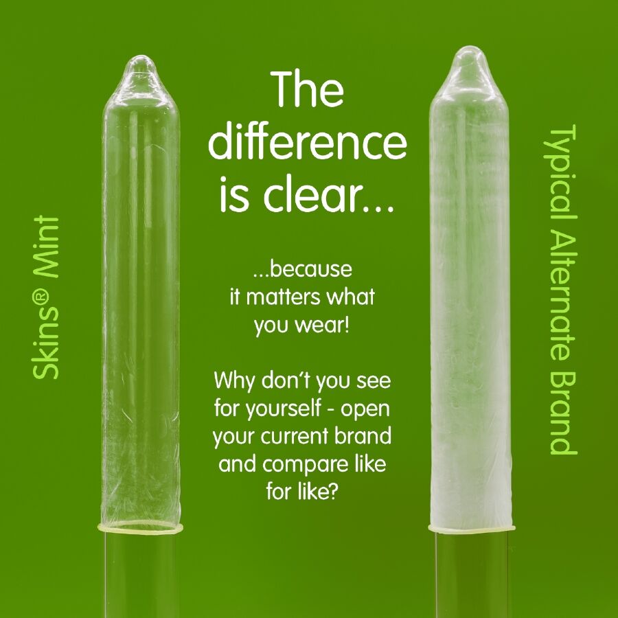 Préservatifs Skins Menthe - Saveur Fraîche Extra Lubrifiés