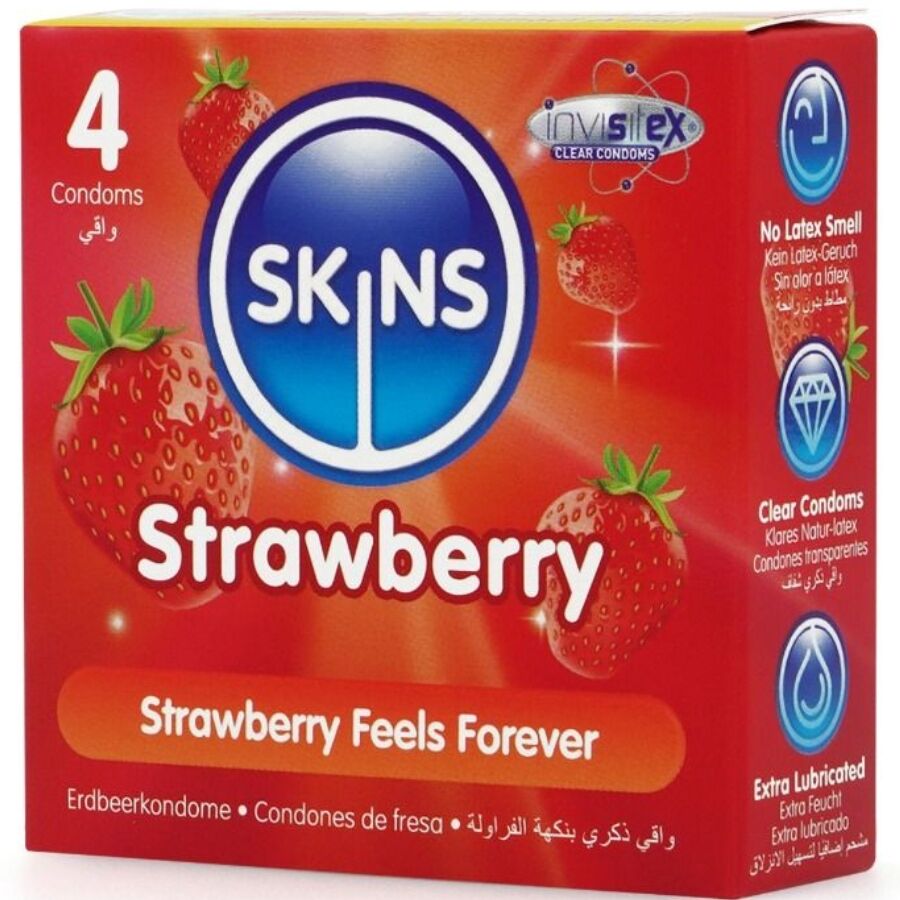 Préservatifs Aromatisés Banane ou Fraise Extra Lubrifiés - Skins