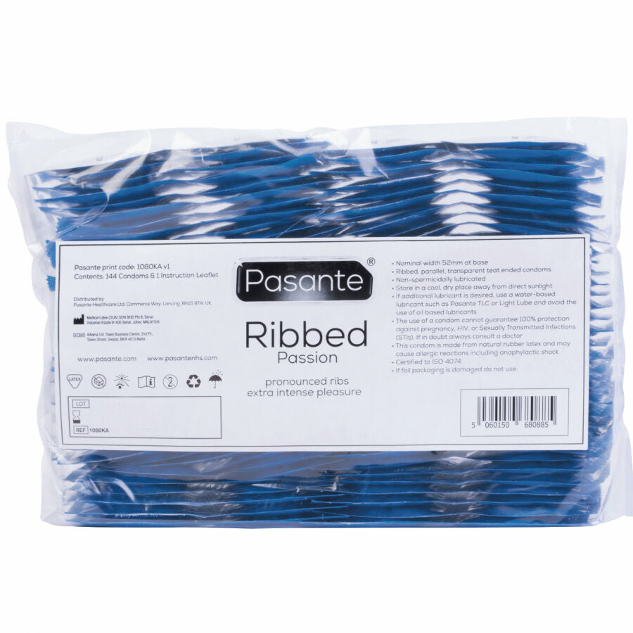 Préservatifs Côtelés Ribbed Passion Lot de 144 Latex Lubrifiés - Pasante