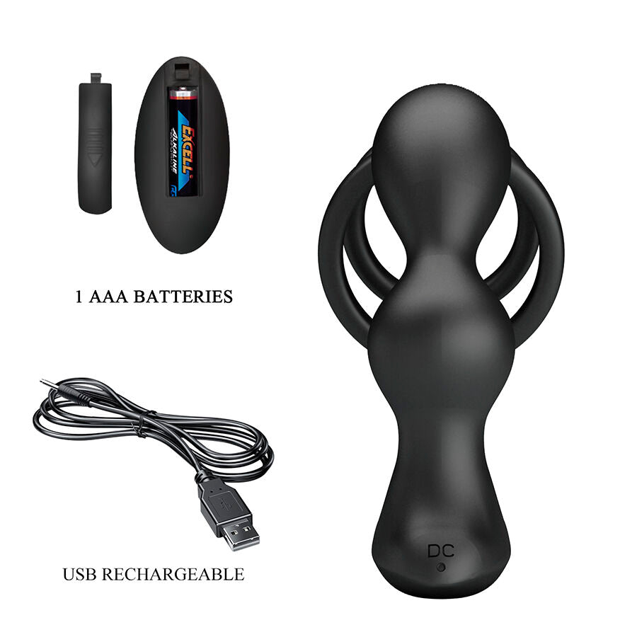 Plug Anal Vibrant Cockring Prostate 12 Modes Télécommande Rechargeable - Mr Play