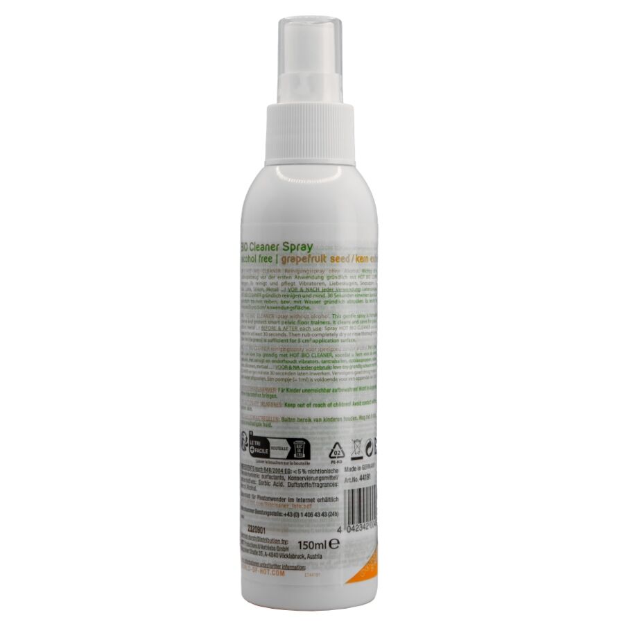 Dos du flacon de 150 ml du nettoyant sans alcool Bio Cleaner de Hot
