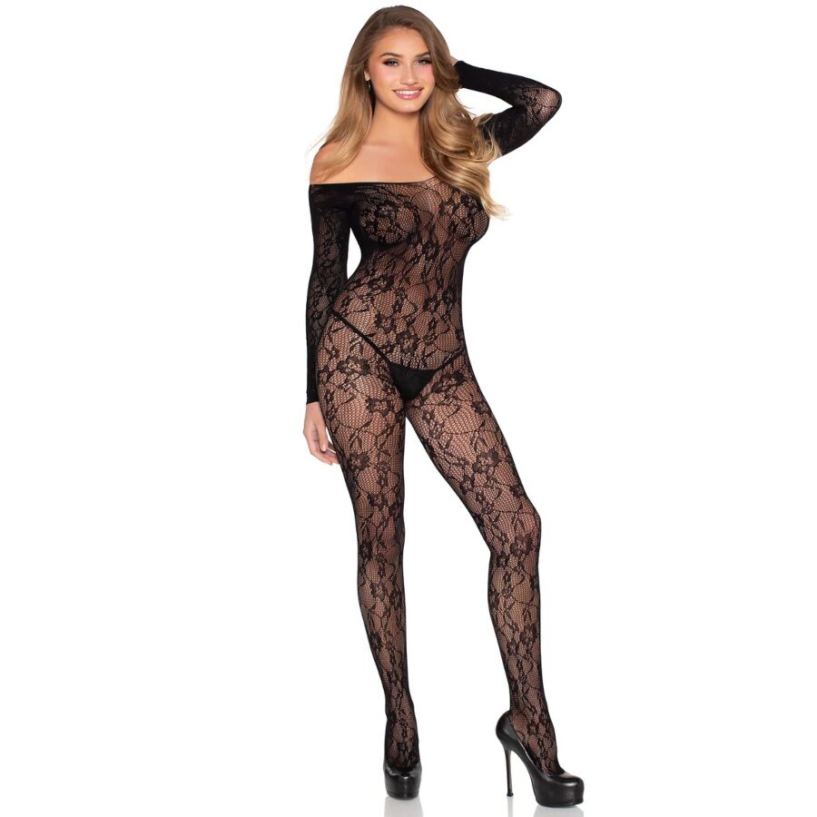 Bodystocking Dentelle Florale Taille Unique 2 Coloris - Leg Avenue