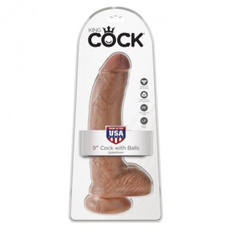 Blister du gode réaliste 9 pouces King Cock hâlé avec testicules
