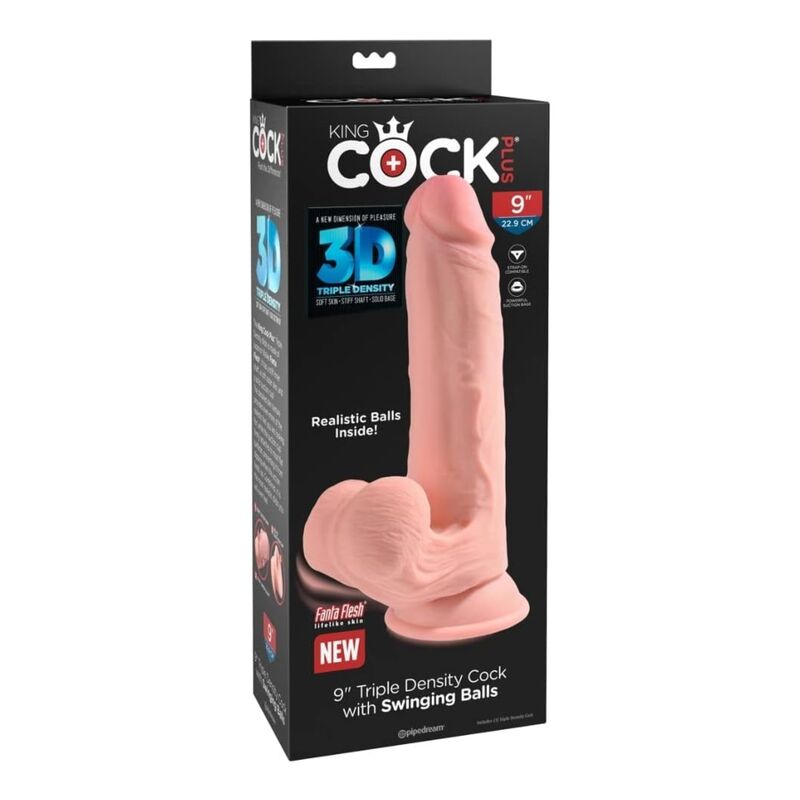 Boîte du gode réaliste triple densité 9 pouces King Cock Plus