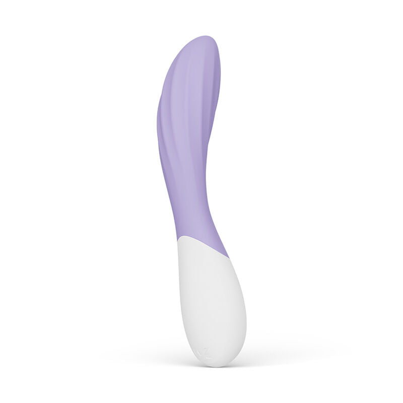 Vibromasseur point G Mona Twist lilas de Lelo vu de face, poignée blanche