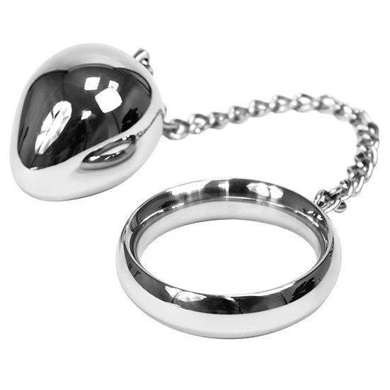 Cockring Métal 40 mm Chaîne et Bille Stimulante - Metal Hard