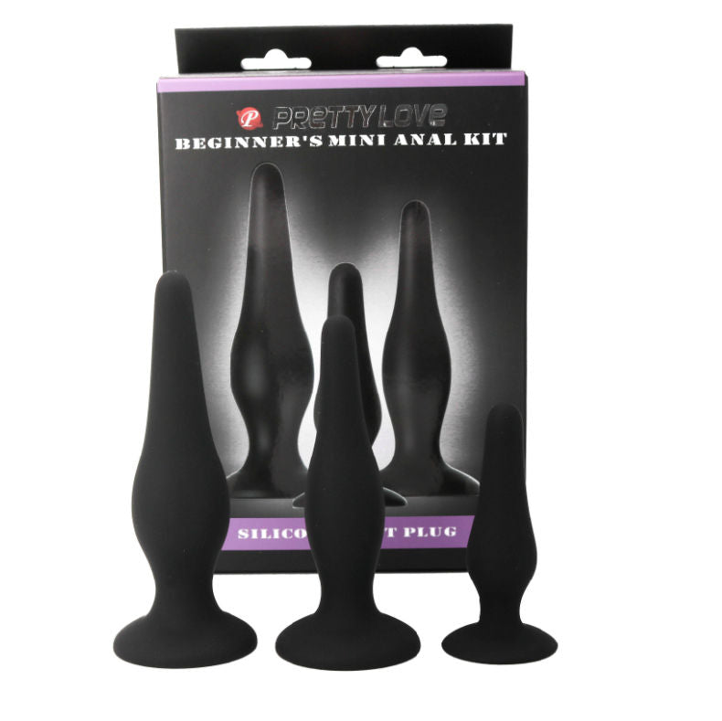 Kit d'Initiation Plug Anal Silicone 3 Tailles Progressives Ventouse - Pretty Love