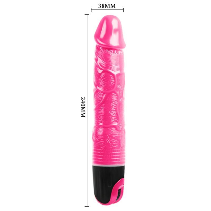 Vibromasseur Classique Veiné - Multivitesse TPR Souple Rose - Baile