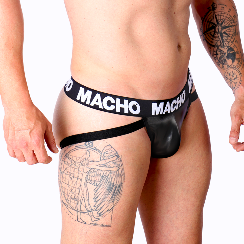 Jockstrap Cuir Lingerie Masculine Coupe Échancrée 4 Tailles - Macho Underwear