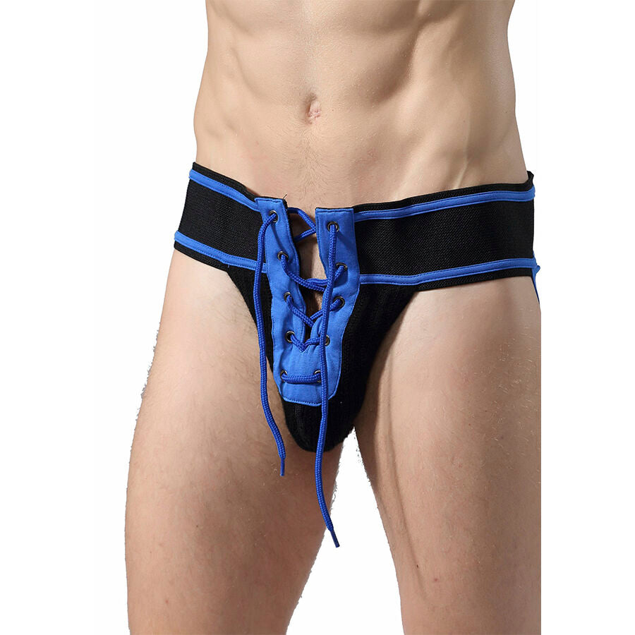 Jockstrap Fetish Football Bleu Polyester Lycra Taille L - Mob