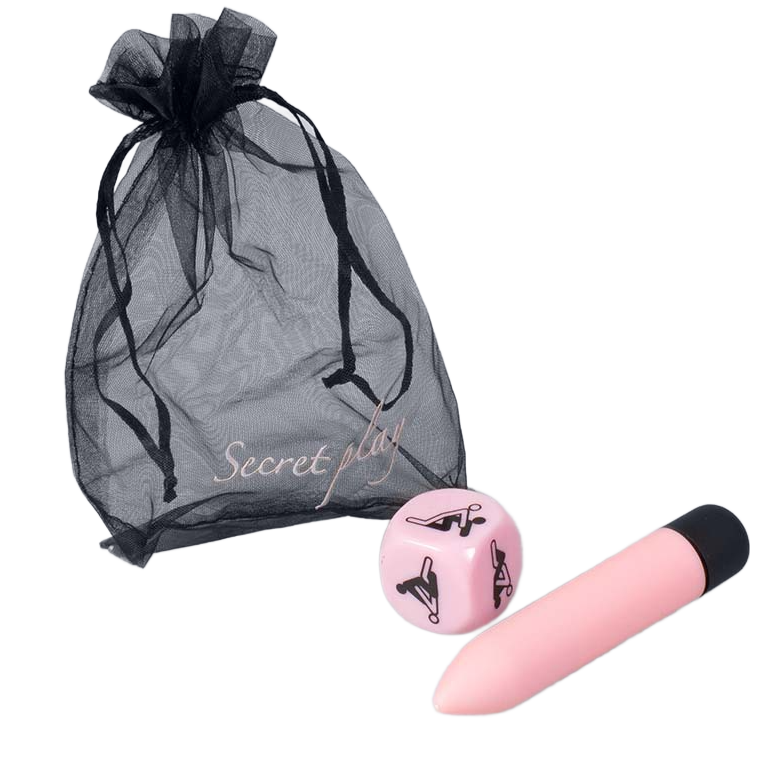 Kit Coquin Sensuel Œuf Vibrant et Dé de Positions Sac Organza - Secretplay