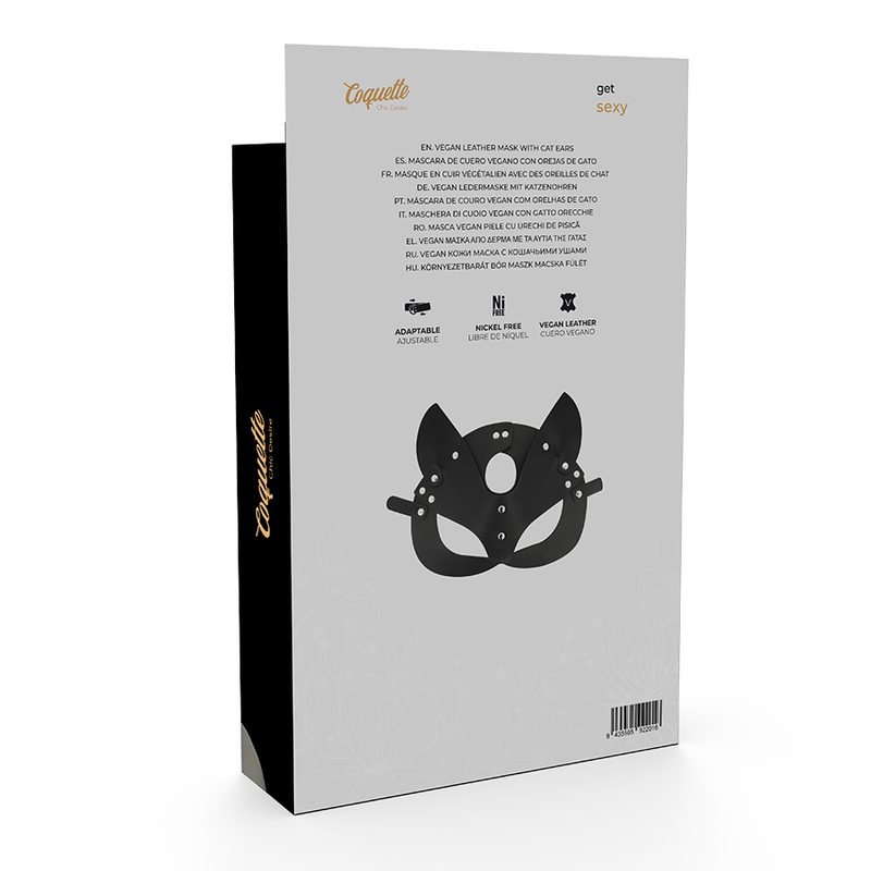Masque Loup Oreilles de Chat Cuir Vegan Sensuel - Coquette Chic Desire