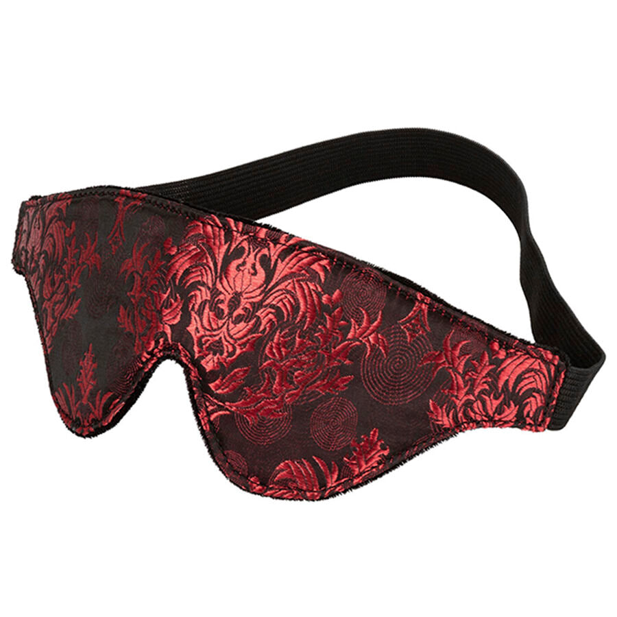 Masque Occultant BDSM Scandal Brocart Détails Rouges Format Voyage - CalExotics